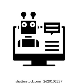 Ilustração do vetor de glifo do ícone do assistente de robô