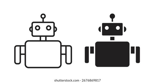 Robot assistant icon on white background. icon set in black outline and fill