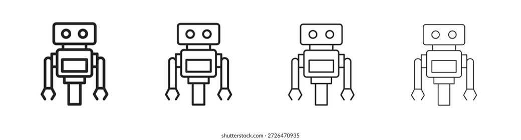 Icono de asistente de robot esboza la tendencia de las versiones simples modernas