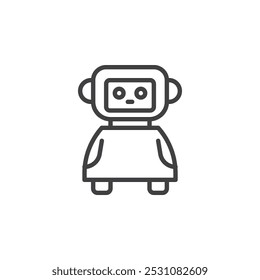 Icono de línea de asistente de robot. signo de estilo lineal para concepto y Diseño web móvil. Icono de Vector de contorno de robot asistente personal. Símbolo, ilustración del logotipo. Gráficos de Vector