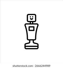 Icono de esquema de asistente de robot. Ilustración de línea negra de robot de servicio.