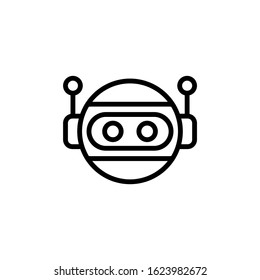 Robot assistant, Thin black robot assistant icon in outline, lineart style on white background