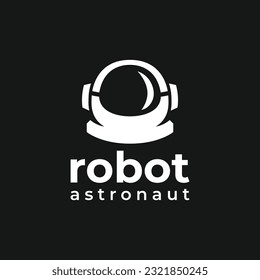 Robot Astronaut Black and White Icon Logo