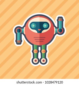 Robot astronaut sticker flat icon with color background.