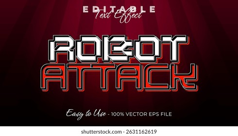robot attack editable text effect, 3d typography in graphic styles