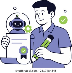 Robot Automation Certified Vector Illustration.