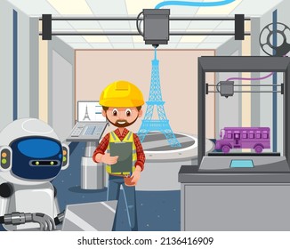 Robot automation industry concept illustration