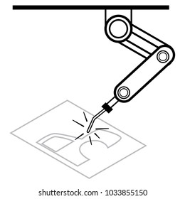 Robot automation operation, product line for technical illustration, poster, manual, book, web, flat 
