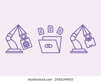 Robot and automation outline styles. Machine and technology industry