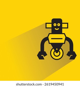 Avatar robot con sombra sobre fondo amarillo
