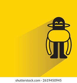 Avatar robot con sombra sobre fondo amarillo