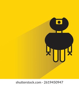 Avatar robot con sombra sobre fondo amarillo
