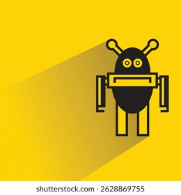 robot avatar with shadow on yellow background