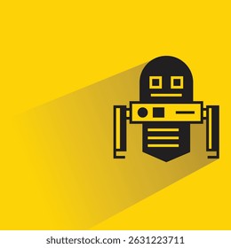 Avatar robot con sombra sobre fondo amarillo