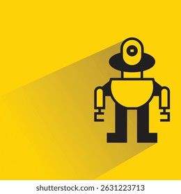 robot avatar with shadow on yellow background