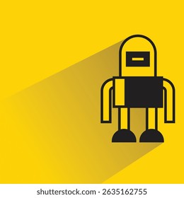 Avatar robot con sombra sobre fondo amarillo