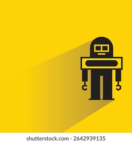 robot avatar with shadow on yellow background