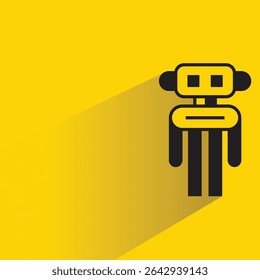 Avatar robot con sombra sobre fondo amarillo