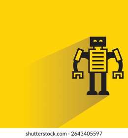 robot avatar with shadow on yellow background