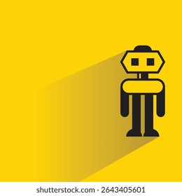 robot avatar with shadow on yellow background