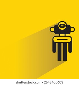 robot avatar with shadow on yellow background