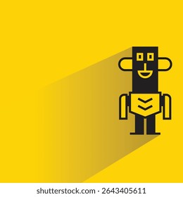 robot avatar with shadow on yellow background