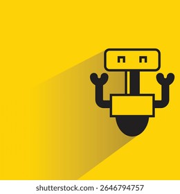 Avatar robot con sombra sobre fondo amarillo