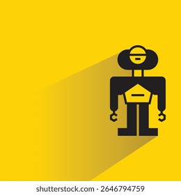 avatar robô com sombra no plano de fundo amarelo