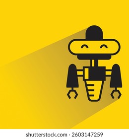 robot avatar with shadow yellow background