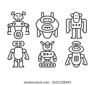 robô avatares definir ilustração de linha de vetor