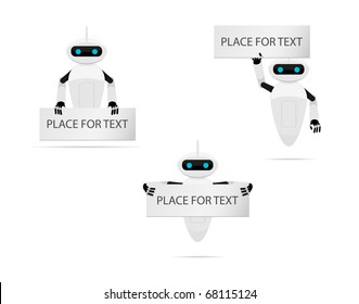 Robot with banner. Vector illustration.