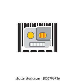 Robot Barcode Logo Icon Design