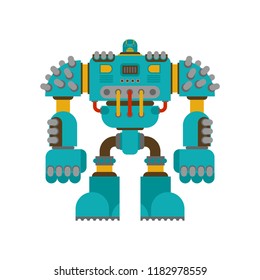 Robot Battle isolated. Cyborg warrior future. Vector illustration