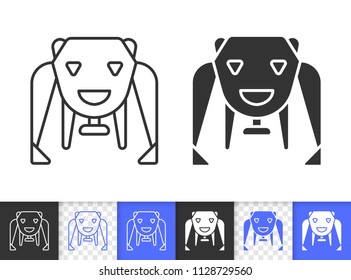 Robot Bear black linear and silhouette icons. Thin line sign of transformer. Character outline pictogram isolated on white color, transparent background. Vector Icon shape. Robot simple symbol closeup