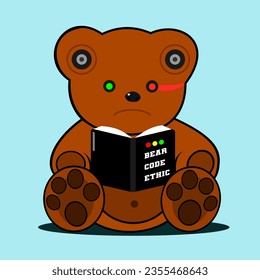 Robot Bear Reading A Book
