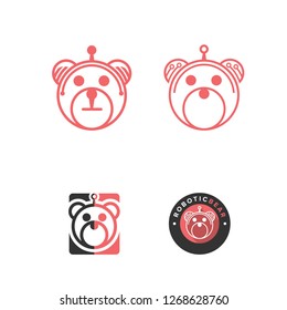 robot bears, abstract technology logo, flat design with modern style, logo suitable for software icons, hardware and technological future