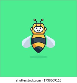 robot bee cartoon cute illustration color