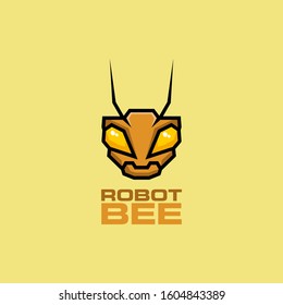 Robot bee head vector logo illustration template