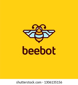 robot bee logo vector illustration