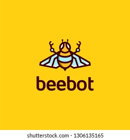 robot bee logo vector illustration