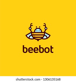 robot bee logo vector illustration