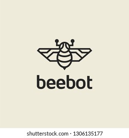 robot bee logo vector illustration
