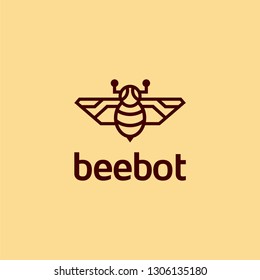 robot bee logo vector illustration