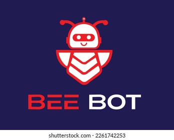 robot bee logo vector illustration.modern bee tech logo design, bee robot logo, digital bee, mascot, vector, icon, honey, template