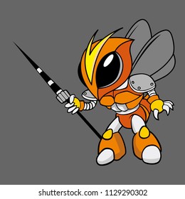 Robot Bee Mascot Characters Cartoon