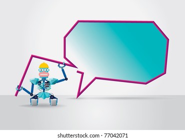 Robot bended speech bubble