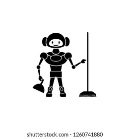 robot with besom icon. Element of home robot icon for mobile concept and web apps. Detailed robot with besom icon can be used for web and mobile