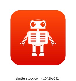 Robot with big eyes icon digital red for any design isolated on white vector illustration