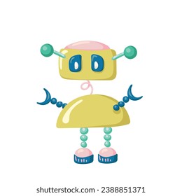 Robot with big eyes isolated on white background. Vector