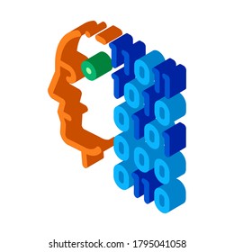 robot binary code icon vector. isometric robot binary code sign. color isolated symbol illustration